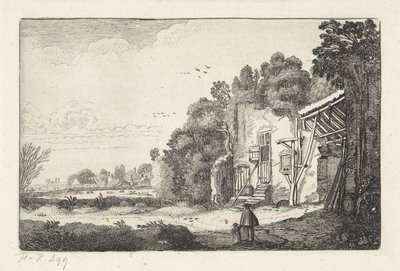 Frau mit Kind bei einer Hausruine von Jan van de Velde (II)