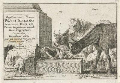 Tiere bei einem Brunnen von Jan van den Hecke