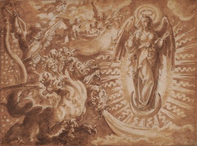 Die Frau, mit der Sonne bekleidet von Jan van der Straet