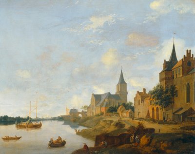 Der Rhein bei Emmerich mit der Kirche Saint-Martin von Jan van der (manner of) Heyden