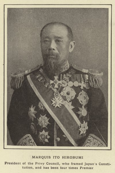 Marquis Ito Hirobumi, Präsident des Geheimen Rates, der die japanische Verfassung entwarf und viermal Premierminister war von Japanese Photographer