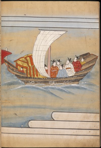 Chinesische Gesandte in einem Boot, Illustration aus dem 