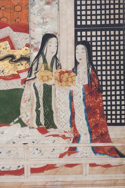 Detail von Frühling im Palast, sechsteilige Leinwand aus Die Geschichte von Genji (Detail) von Japanese School