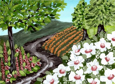 Weinbergpfad mit Blumen von Jasmine Goodwin