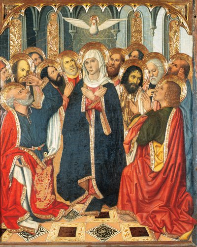 Pfingsttafel. Vom Altarbild des Konstablers von Portugal (1464-1465). Malerei auf Holz. Von Jaume Huguet (1414-1492). XV Jahrhundert von Jaume Huguet