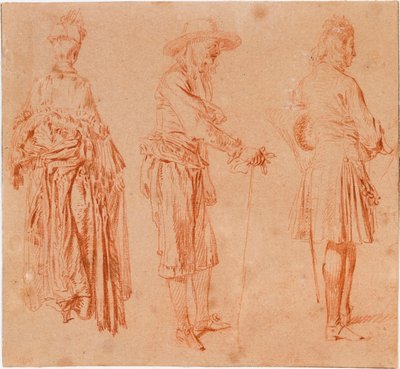 Eine Dame und zwei Herren von Jean-Antoine Watteau