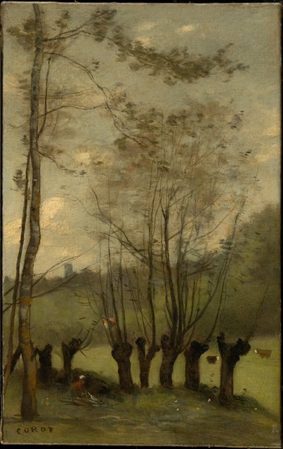 Wiese mit Weiden, Montlhéry von Jean-Baptiste-Camille Corot