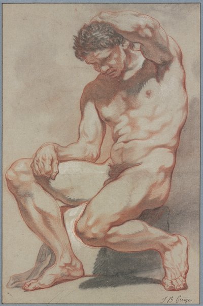 Sitzender männlicher Akt von Jean-Baptiste Greuze