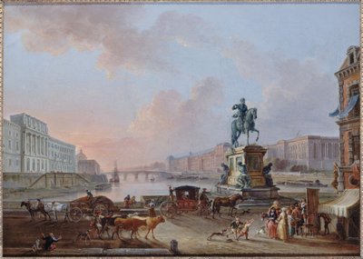 La Monnaie, die Pont Royal und der Louvre, gesehen vom Pont-Neuf, um 1775 von Jean Baptiste Lallemand