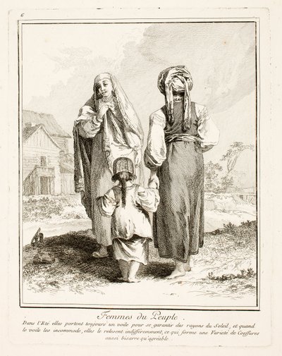 Frauen des Volkes, Tafel sechs aus Divers Habillements des Peuples du Nord von Jean-Baptiste Le Prince