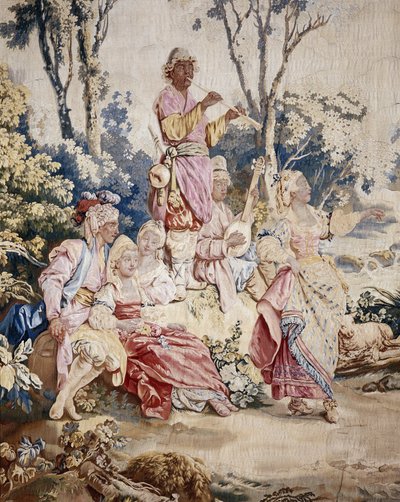 Das Freiluftbankett, Vorhang russische Spiele, (Detail) von Jean-Baptiste Le Prince
