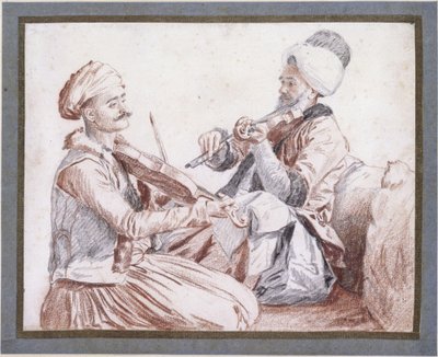 Zwei türkische Musiker mit Violinen von Jean-Étienne Liotard