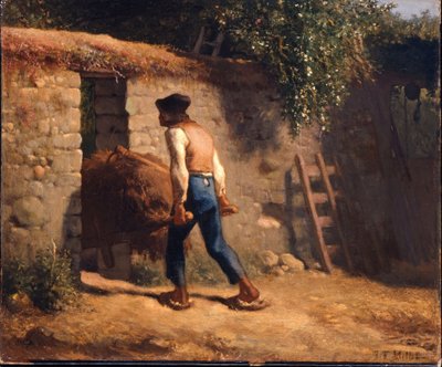 Bauer mit Schubkarre von Jean-Francois Millet