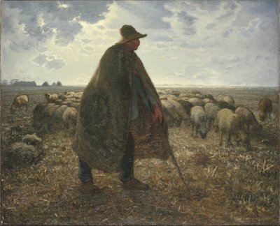 Hirte, der seine Herde hütet von Jean-Francois Millet