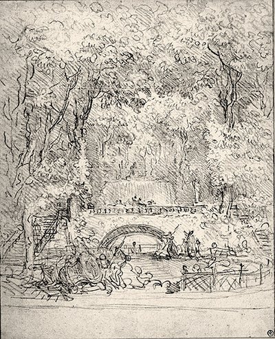 Wasserfall in einem Garten von Jean Honore Fragonard