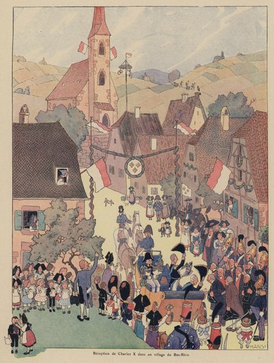 Empfang von König Karl X. von Frankreich in einem Dorf im Bas-Rhin, Elsass von Jean Jacques Waltz