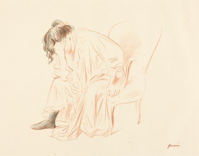 Sitzende Frau, den Kopf auf die rechte Hand gestützt von Jean-Louis Forain