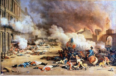 Aufgenommen vom Palais des Tuileries, Hof des Carrousel, 10. August von Jean (after) Duplessis Bertaux