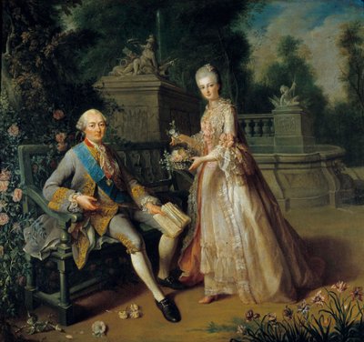 Louis Jean Marie de Bourbon, Herzog von Penthièvre und seine Tochter Louise Adelaide, die Herzogin von Orléans wurde von Jean Baptiste Charpentier