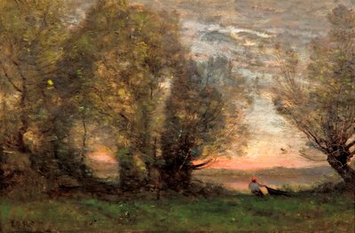 Die Fischer, Abendstimmung von Jean Baptiste Camille Corot