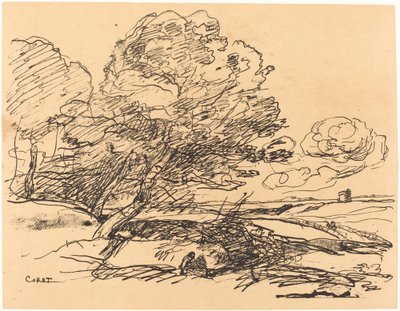 Der einsame Turm von Jean Baptiste Camille Corot