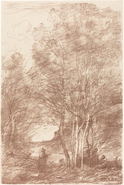 Der Rückzug der Philosophen (Le Repos des Philosophes) von Jean Baptiste Camille Corot