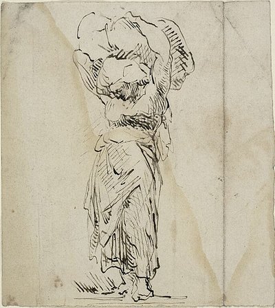 Stehende weibliche Figur mit großem Bündel von Jean Baptiste Carpeaux