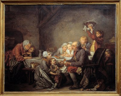 Der Königskuchen Eine Familie teilt den Kuchen beim Dreikönigsfest von Jean Baptiste Greuze