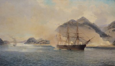 Seeschlacht in der Straße von Shimonoseki, 20. Juli 1863, 1865 von Jean Baptiste Henri Durand Brager