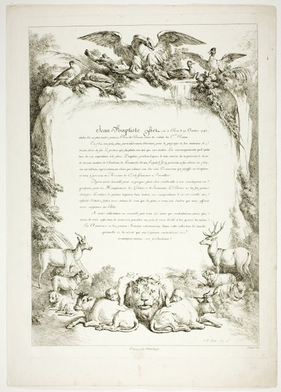 Biographieseite aus Oeuvres de J. B. Huet von Jean Baptiste Huet