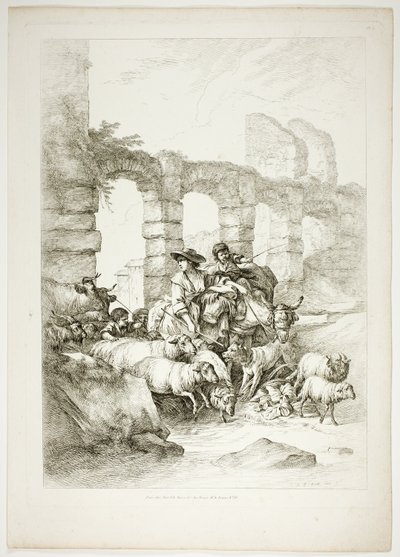 Platte Zwölf von 38 aus Oeuvres de J. B. Huet von Jean Baptiste Huet