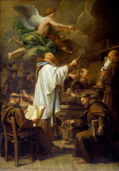 Der Tod des heiligen Franz von Assisi (1181-1226). Gemälde von Jean Jouvenet (1644-1717) 18. Jahrhundert von Jean Baptiste Jouvenet