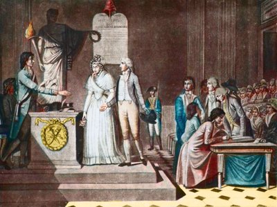 Die republikanische Ehe (nach der Aquatinta von Jean-Baptiste Mallet) von Jean Baptiste Mallet