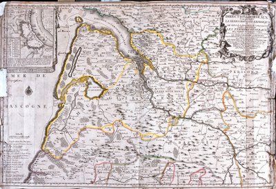 Karte des Gebiets um Bordeaux (Frankreich) von Jean Baptiste Nolin