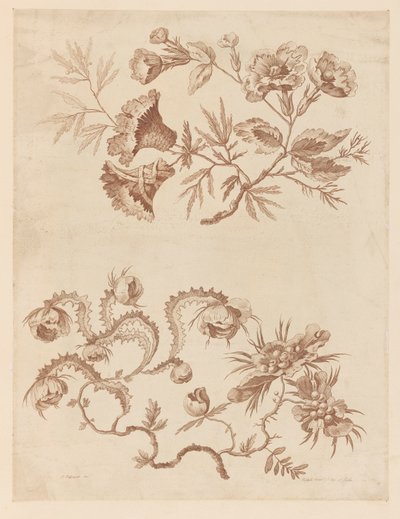 Blumenzweige, aus "Recueil de Differentes Fleurs de Fantaisie Dans le Goût Chinois" von Jean Baptiste Pillement
