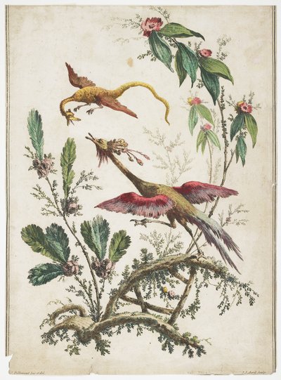 Ornament. Chinoiserie. Blumen und Vögel., 1770 von Jean Baptiste Pillement