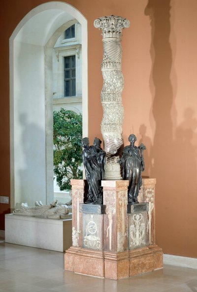 Monument für das Herz von Anne, Herr und dann erster Herzog von Montmorency (1493-1567), Konnetabel von Frankreich, mit Allegorien der Gerechtigkeit, des Friedens und des Überflusses. Bronzeskulptur und weißer Marmor von Jean Bullant (1515/1520-1578), Mart von Jean Bullant