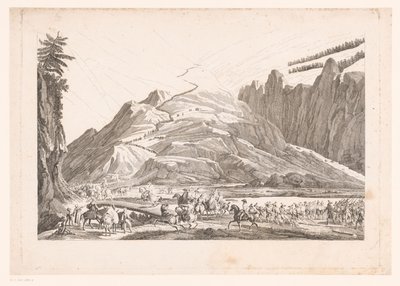Berglandschaft mit reisender Kavallerie von Jean Duplessis Bertaux (attributed to)