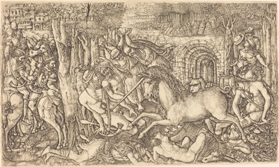 Ein König verfolgt von einem Einhorn von Jean Duvet