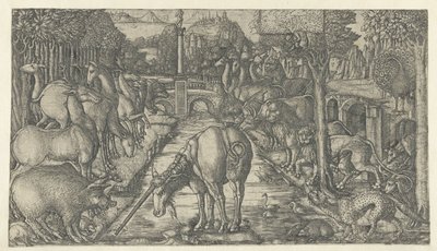 Das Einhorn reinigt das Wasser mit seinem Horn (Das Einhorn) von Jean Duvet