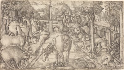 Das Einhorn reinigt das Wasser mit seinem Horn von Jean Duvet
