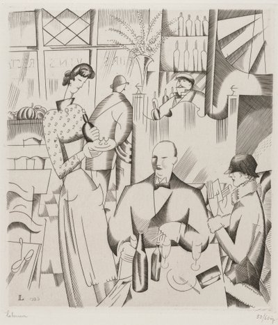 Dinner at the Bisto (Le diner chez le bistrot), 1923 (Gravur) von Jean Emile Laboureur