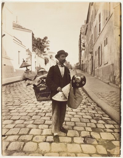 Lampenschirmhändler von Jean Eugène Auguste Atget