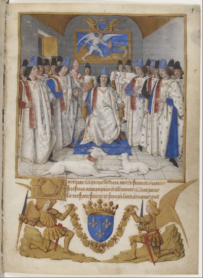 Frontispiz der Statuten des Ordens von Saint-Michel, Exemplar für Ludwig XI. von Jean Fouquet