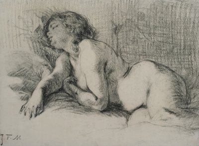 Studie einer liegenden weiblichen Aktfigur von Jean Francois Millet