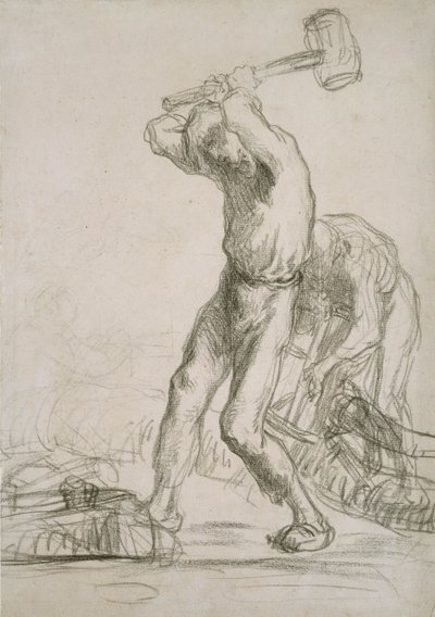 Zwei Bauern beim Sägen und Spalten von Holz, ca. 1850-1851 von Jean Francois Millet