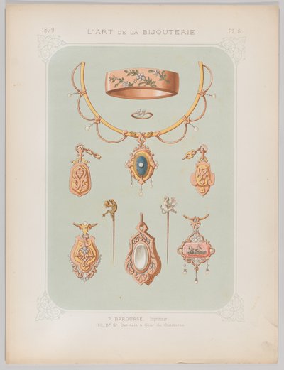 Schmuckdesigns in Gold und Roségold, 1879 von Jean François Barousse