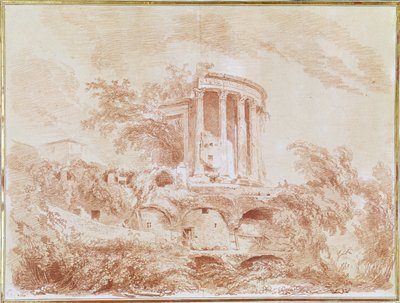 Tempel der Sibylle in Tivoli (rote Kreide auf Papier) von Jean Honore Fragonard