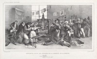 Abstieg in die Werkstätten der Pressefreiheit von Jean Ignace Isidore Grandville, and Auguste Desperet