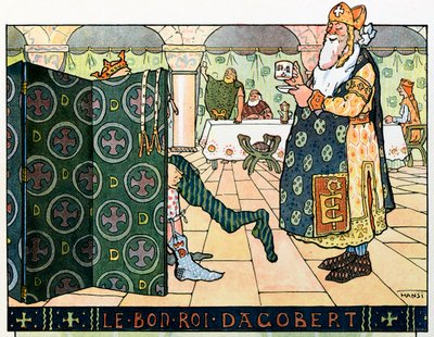 Die Geschichte des Elsass erzählt den Kindern von Onkel Hansi von Jean Jacques Waltz dit Hansi (1873-1951), Privatkollektion: Der gute König Dagobert (um 602-um 639); Achtung! Die Nutzung dieses Werks kann einer Genehmigung Dritter unterliegen von Jean Jacques (1873 1951) Waltz